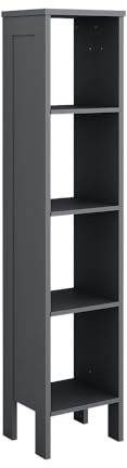VitaliSpa Kinderregal Ajaton, Grau, 35.2 x 159.5 cm | zur Aufbewahrung von Spielzeug und Büchern mit Faltboxen