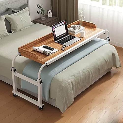 Verstellbarer Betttisch für Zuhause und Büro, mobiler Arbeitsplatz mit ausziehbarer Höhe und Länge (140 cm), ideal für Nachttisch, Laptop, Arbeit, Farboptionen erhältlich
