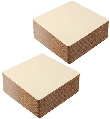 JIEHIN 50 Stück 10 x 10 cm Holzquadrate, 2mm Holzplatten Bastel Hobbyplatte Holz Sperrholz Platte, Lindenholz Holzausschnitte zum Basteln, Kunsthandwerk, DIY, Malerei