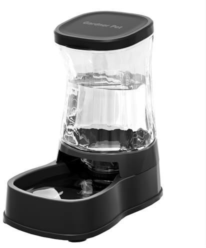 Gardner Pet Futterautomat Katze, 3.85L Wasserspender Hund, Ohne Strom, BPA Frei, Gravitation Wasserspender Katzen, für Mittlere/groß Haustiere (Schwarz)