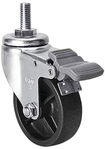 JVNALwnkv Rollen aus Edelstahl, einziehbare Rollen, schwer, 3 Zoll, robuste 7,5-cm-Rollen – feststellbare Rollen, Polyolefin-PO-Drehgelenk mit Bremsen, Tragfähigkeit 70 kg(Double Brake Wheel)