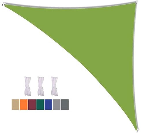 Baldacchino triangolare impermeabile con corda di fissaggio, facile da installare, vela ombreggiante per terrazze esterne, 5 x 5 x 7,1 m, ideale per giardino, protezione UV, materiale durevole