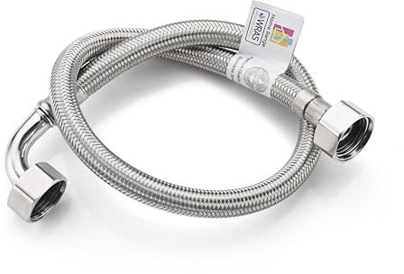 Home Range 500mm 1/2 x 1/2 Elbow Flexi Pipe (2 Lengths) | WRAS Approved | Stainless Flexible Hose for Boiler, Kitchen, Bathroom, Toilet & Basin Taps | 90° Elbow Fitting | Single Connector