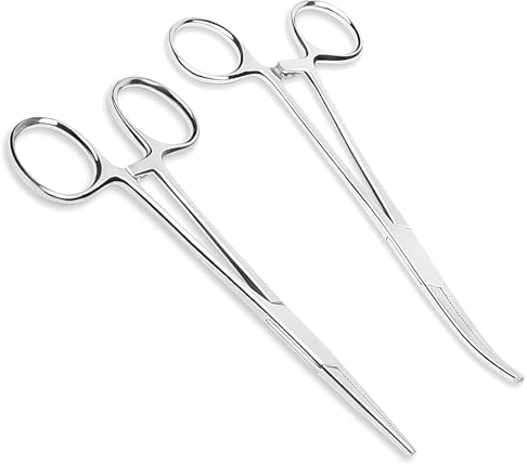 APOMOONS 2 stycken piercingtänger, piercingtång i rostfritt stål, tång i set, fiskeriklämma med sågtanddesign för att dra djurhår, tångfiske (12,5 cm)