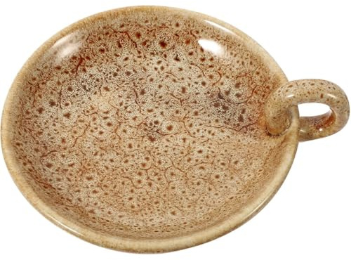 Ljusplatta, 12,7 cm keramisk ljusbricka med handtag, vintage ljushållare, minimalistisk värmeljushållare för hem, restaurang, kyrka (gul)