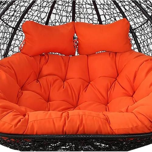 Twin Sitzkissen Hängesessel 2 Personen, Hängesessel Sitzkissen Dicker Schaukel Hängekorb Sitzkissen, Ultra Dick Anti-Verformung Auflagen Polster für Schwingsessel (150 cm x 110 cm,orange)