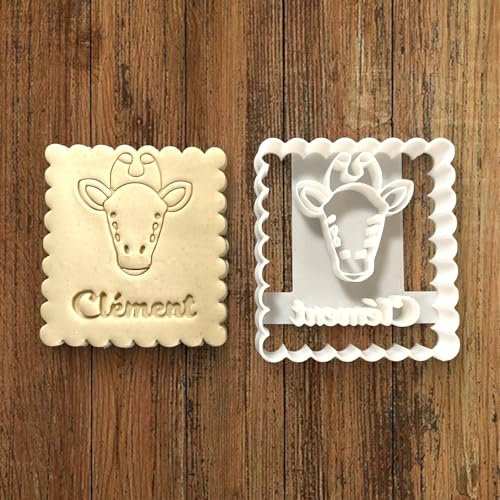 ELACE Emporte Pièce Girafe à personnaliser avec prénom - Moule Biscuit Emporte Piece Enfant pour Biscuits, Gâteaux- Idéal pour Cadeau, Enfants Dimension 7,3x6x5x1.5cm