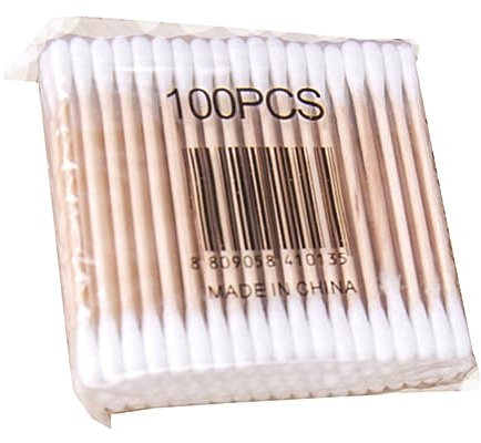 WRITWAA 100pezzi Bastoncini Di Cotone in Legno Punta Doppia Realizzati in Cotone e Legno Per Uso Sicuro Su Viso e Corpo Resistente Alla Rottura