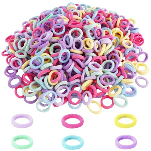 Hårsnoddar flickor små, 500 stycken, mini sömlösa hårband, färgglada elastiska babyhårsnodd, hållbara hårspännen, hårband baby, mångfärgad, mjukt flätgummi, litet för spädbarn, småbarn, barn, flickor