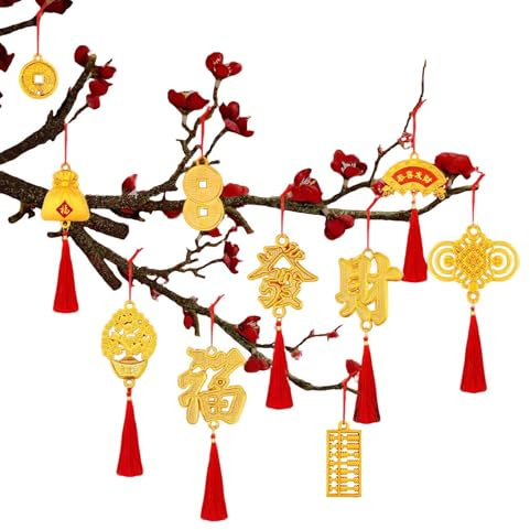 10 Pcs Chinese New Year Decorations 2026, New Year Decoration Chinese Knot Pendant Year Decorations Tassel Charm Culture Decor, Traditional Wall and Tree Hanging Decor for Year Festival and Party
