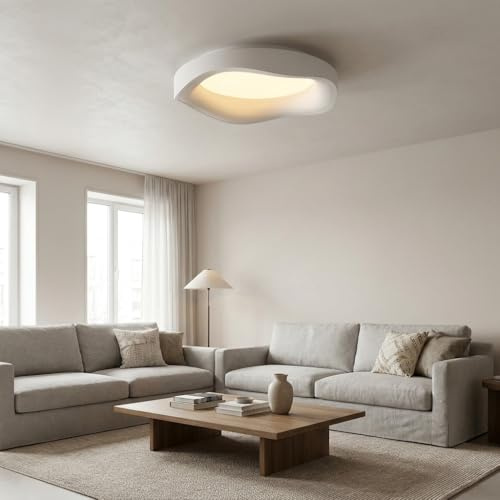 Alpinaluz Plafoniera LED da Soffitto Bianco Ø40 cm – 36 W con Luce Selezionabile 3000K/4000K/6000K – Design Ondulato Irregolare in Acciaio Opaco con Diffusore Acrilico Opal per Salotto e Ambienti