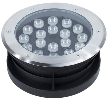 TEKHOME Faretto da Incasso a Terra LED IP67, 3W-18W 3000K/4000K/6500K, Lampada da Terra da Esterno in Alluminio e Vetro Temperato, per Giardino, Vialetto, Piscina, Terrazza ES08 (3000K, 18W 20CM)