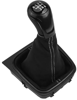 FUBESK Schaltknauf Schaltsack für Golf 5/6 und für Jetta 5/6, 5 oder 6 Gang Schaltgetriebe, Leder, Schwarz