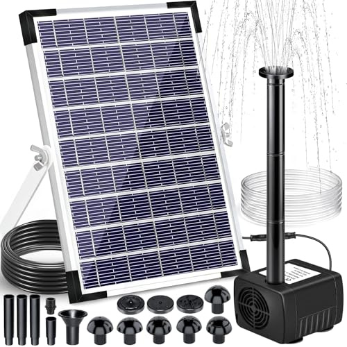 SERIONR Outdoor Solar Fountain,5W Solar Pond Pump,Solar Fountain Water Pump with 8 Fountain Styles,Floating Fountain Pump with 1.5M Hose for Pond,Bird Baths,Fish Tanks,Garden,Courtyard Decoration