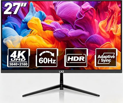 LXZ 27 inch 4K Monitor 60Hz, UHD 3840 x 2160 VA Panel Computer Monitors for Home&Office, 300cd/m² Brightness, FreeSync & G-Sync, VESA 75mm x 75mm, HDMI 2.0 * 2，DP1.4 * 2
