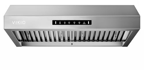 VIKIO HOME 30 Inch Under Cabinet Range Hood with 1200CFM, Range Hood,Stainless Steel Vent Hood with 3 Speed,1.5 Sones Quiet Dual Turbine Motor,Safe Baffle Filters for Kitchen Stove
