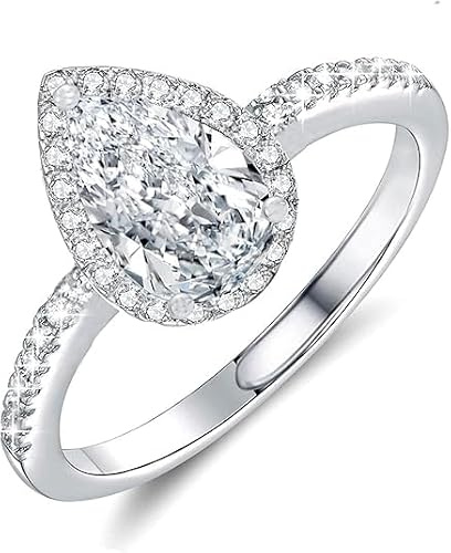 Luckimoli Moissanite Adjustable Engagement Ring, Promise Eternity Ring for Women,Wedding Rings,Jewelry Gift,Friendship Promise Fashion Jewelry Valentine Gifts for Women