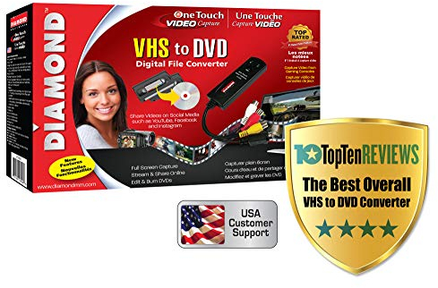 Diamond VC500 USB 2.0 One Touch VHS to DVD Video Capture Device with for Win7, Win8 & Win10