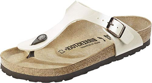 BIRKENSTOCK Classic Gizeh Birko-Flor, Damen Zehentrenner, Elfenbein (Graceful Pearl White), 43 EU