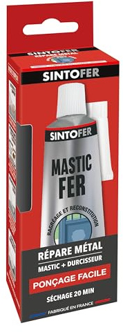 SINTO Mastic répare métal standard blanc 120g | Répare renforce, soude à froid, tous types de métaux, séchage en 20 min, bi-composant avec durcisseur, intérieur et extérieur
