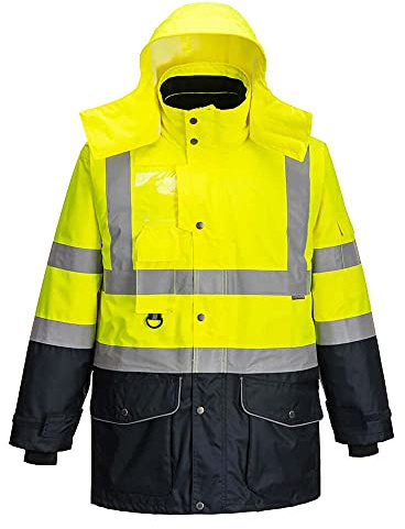 Portwest S426 Hi-Vis 7-in-1 Arbeitsjacke mit Kontrast, 3 XL, Gelb und Dunkelblau, 1