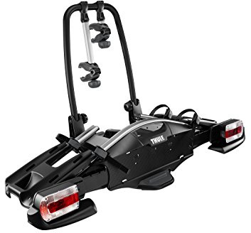 Thule 925001 VeloCompact 2 7-pin, Porte-vélos sur Boule d'attelage léger et Compact pour Une Utilisation au Quotidien (pour 2 vélos), Noir/Gris