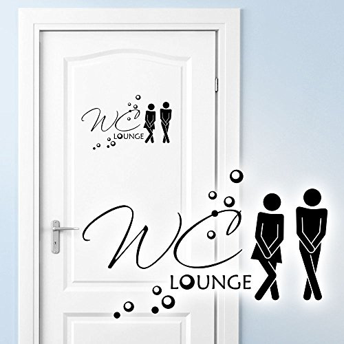 Grandora Wandtattoo Türaufkleber WC Lounge + Piktogramm Mann Frau I schwarz (BxH) 27 x 16 cm I Bad Toilette Sticker Aufkleber Wandaufkleber Wandsticker W5206