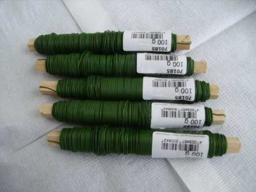 TRIUSO Wickeldraht, 5er Pack, 100g/Rolle, Stahl, Grünummantelt, Blumenwickeldraht