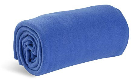Wolf Essentials Kuschelweiche Microfleece-Reisedecke, 127 x 152 cm, leicht, kompakt, perfekt für Flugzeug und Auto, Königsblau