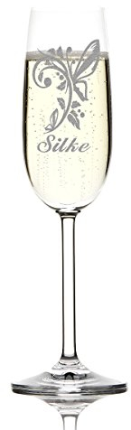 polar-effekt Calice con Motivo e Nome a Scelta - Idea Regalo Personalizzata - per Spumante, Champagne o Prosecco - Fidanzata, Moglie
