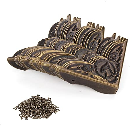 BQLZR 39x10mm Alt Antik Bronze Schreibtisch Kantenabdeckung Eisen Kasten Eckenschutz Packung mit 20