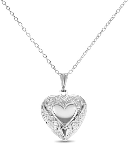 In Season Jewelry Heart Locket Necklace for Girls - Memory Pendant Necklace with Polished Finish - 16 Chain, Heart Jewelry for Children & Preteens
