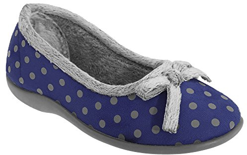 Sleepers - Louise - Pantofole a Ballerina con Pois - Donna (37 EUR) (Blu Navy)