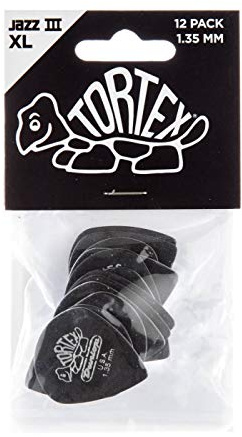 Dunlop 498 TORTEX JAZZ III XL Plektren (12-Pack) 1.35 mm schwarz