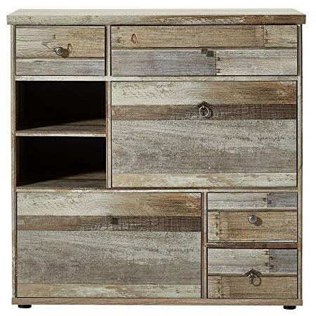 Bonanza Vintage Schuhschrank in Driftwood Optik - Retro Schuhregal mit viel Stauraum für Ihre Schuhe - 99 x 98 x 40 cm (B/H/T)