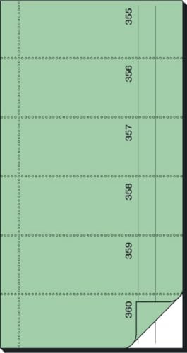 Sigel 5 x Bonbuch 360 Abrisse 105x200mm 65g/qm hellgrün mit Blaupapier 2x60 Blatt