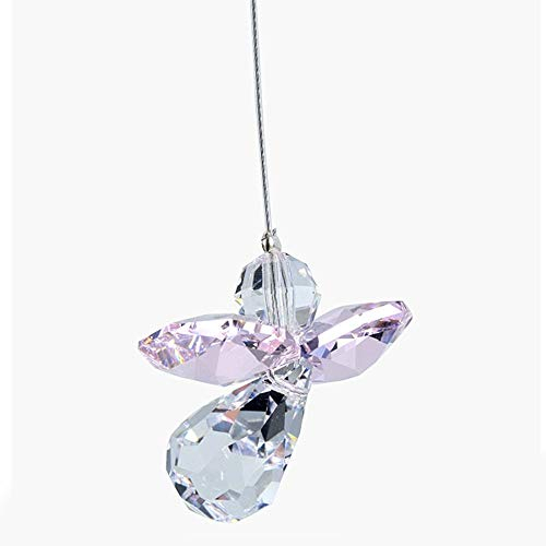 Hanging Crystal Guardian Angel Birthstone Suncatcher OCTOBER - ROSE - Embellished with Swarovski Crystals