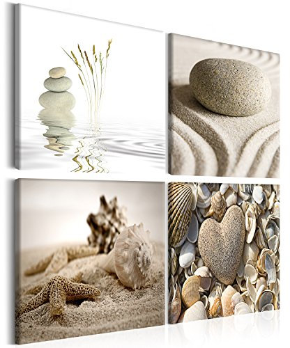 murando - Quadro Spa Zen Pietra 80x80 cm 4 Pezzi Stampa su tela XXL Immagini Moderni Murale Fotografia Grafica Decorazione da parete Quadri Componibili Natura Spiaggia 9060093
