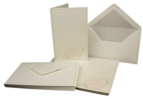 100-teiliges Trauerkarten-Set Motiv Farbige Rose, DIN B6+ - 50 Trauer-Faltkarten & 50 Trauer-Umschläge - Ideal zum Bedrucken