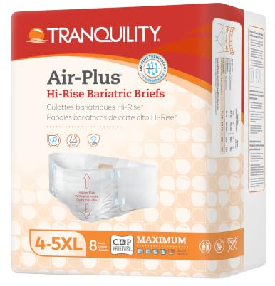 Tranquility AIR-Plus Bariatric Adult Diapers, 4XL/5XL, 8 Ct