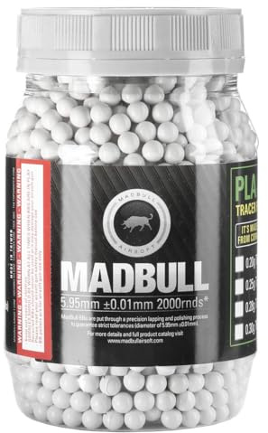 Madbull 2.000er Container Airsoft Munition BBS 0,12g - 0,50g 6mm Kaliber Rundkugeln Leuchtspur Tracer Heavy & Ultimate Scharfschützen