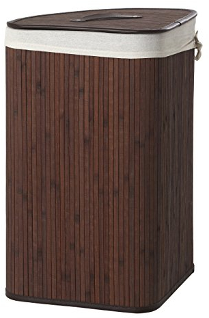 Premier Housewares Kankyo Bamboo Corner Laundry Hamper, Dark Brown, 35 x 35 x 57 cm