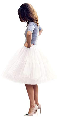 BABYONLINE D.R.E.S.S. Women Tutu Skirt Knee Tulle Skirt Petticoat Skirts Crinoline Rockabilly Tutu Skirts Slip White