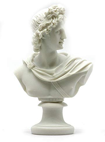 greekartshop Generic Apollo Gott der Musik & Licht Alabaster Büste Kopf Statue Skulptur 15 cm