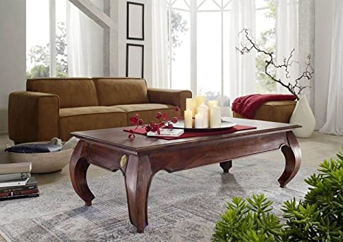MASSIVMOEBEL24.DE Table Basse 135x70cm - Bois Massif d'acacia laqué - Inspiration Ethnique-Coloniale - Opium #616
