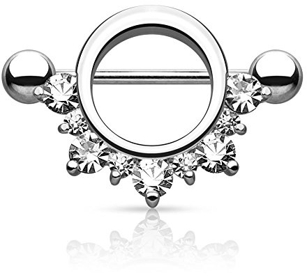 Paula & Fritz® Brustwarzen-Piercing Brustpiercing Frau Maenner Intimpiercing Mann Nippelpiercing Reif Kranz Zirkonia Edelstahl Chirurgenstahl 316L