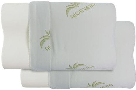 Baldiflex Paar Kissen aus Memory Schaum Nackenstützkissen Ergonomisch- Bezug Aloe Vera