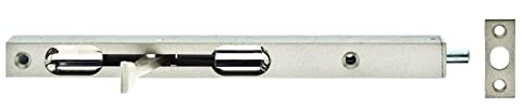 Alberts 126230 Rohrkantriegel mit Hebel silberfarbig lackiert mit Schließblech 200 x 17 x 15 mm Bolzen- 7,5 mm