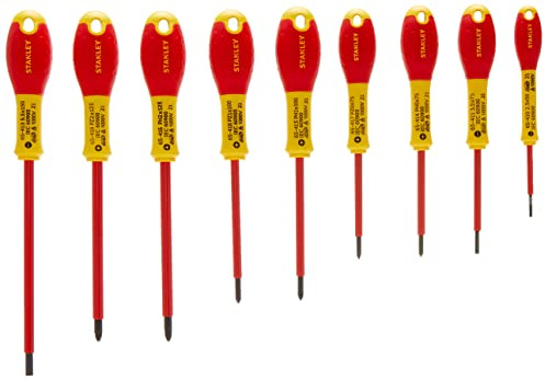 STANLEY FATMAX 0-62-573 Juego de 10 Destornilladores Aislados Fatmax Puntas Plana Pozidrivee y Phillips