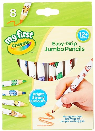 CRAYOLA MyFirst Jumbo Colouring Pencils - Assorted Colours (Pack of 8) | Easy-Grip Pencils Perfect for Toddlers Hands | Ideal for Kids Aged 12+ Months